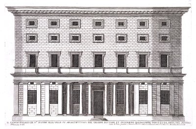View of the facade of Palazzo Massimi alla Valle, Rome, designed by Baldassarre Peruzzi in 1532 by Pietro Ferrerio